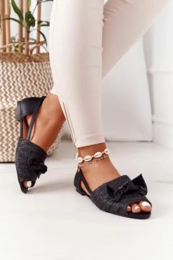 Boto Sandały Płaskie*Płaskie Sandały Z Plecionką Lu Boo Czarne