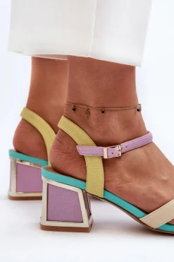 Damskie buty S.Barski Sandały Na Obcasie*Pastelowe Sandały Damskie Na Obcasie D&A CR482 Beżowe