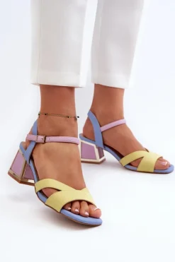 Damskie Damskie buty S.Barski Pastelowe Sandały Damskie Na Obcasie D&A CR482 Żółte