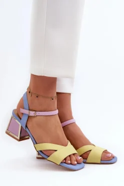 Damskie Damskie buty S.Barski Pastelowe Sandały Damskie Na Obcasie D&A CR482 Żółte