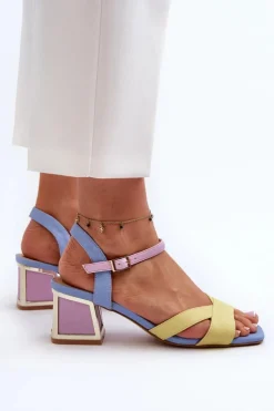 Damskie Damskie buty S.Barski Pastelowe Sandały Damskie Na Obcasie D&A CR482 Żółte