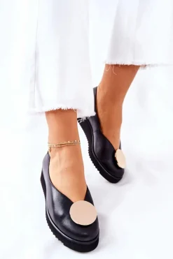 Online Maciejka Półbuty Baleriny Na Platformie Czarne 5315B-01