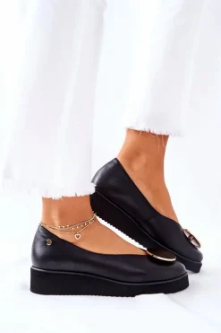 Online Maciejka Półbuty Baleriny Na Platformie Czarne 5315B-01