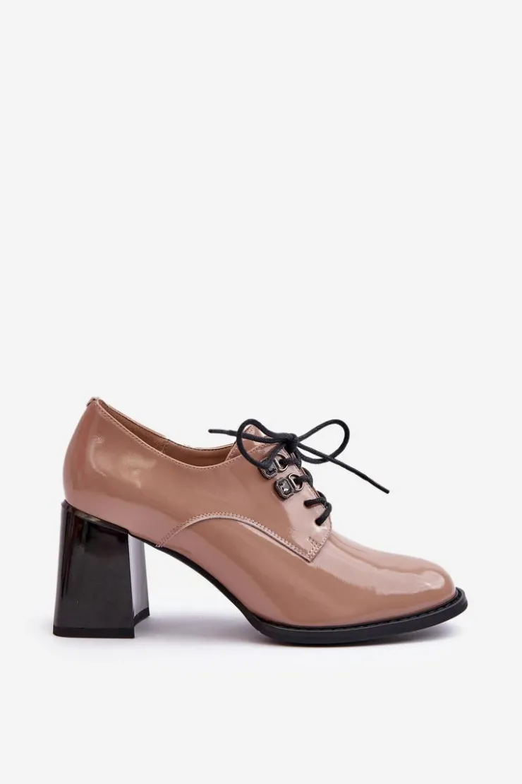 Sale Buty damskie Vinceza Półbuty Damskie Lakierowane Na Słupku Beżowe Nelione Beżowy