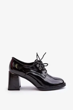 Damskie Buty damskie Vinceza Półbuty Damskie Lakierowane Na Słupku Czarne Nelione