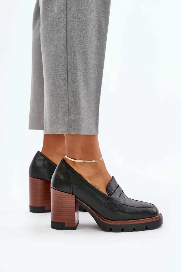 Damskie Buty damskie Vinceza Półbuty Damskie Na Obcasie Słupku Z Eko Skóry Czarne Vinceza 58105