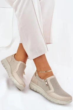 Damskie Evento Półbuty Damskie Na Platformie Z Zamkiem Złote Leanae