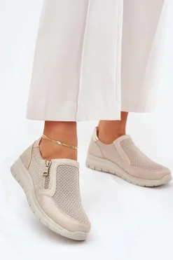 Damskie Evento Półbuty Damskie Na Platformie Z Zamkiem Złote Leanae