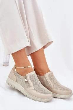 Damskie Evento Półbuty Damskie Na Platformie Z Zamkiem Złote Leanae
