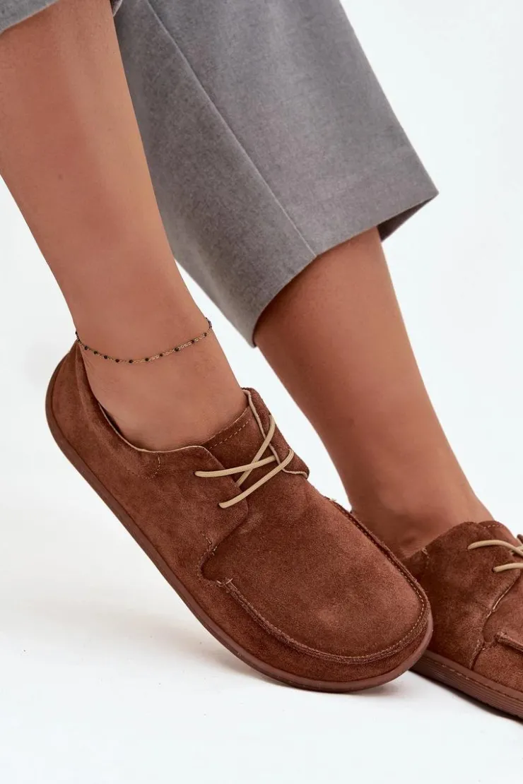 Outlet Zazoo Półbuty Damskie Typu Barefoot Z Naturalnego Zamszu 327 Brązowe Brązowy