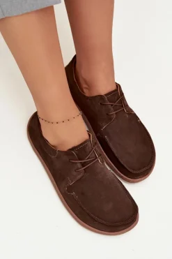 Zazoo Półbuty Skórzane|Barefoot*Półbuty Damskie Typu Barefoot Z Naturalnego Zamszu 327 Czekoladowe Brązowy