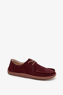 Damskie Zazoo Półbuty Damskie Typu Barefoot Z Naturalnego Zamszu 327 Bordowe