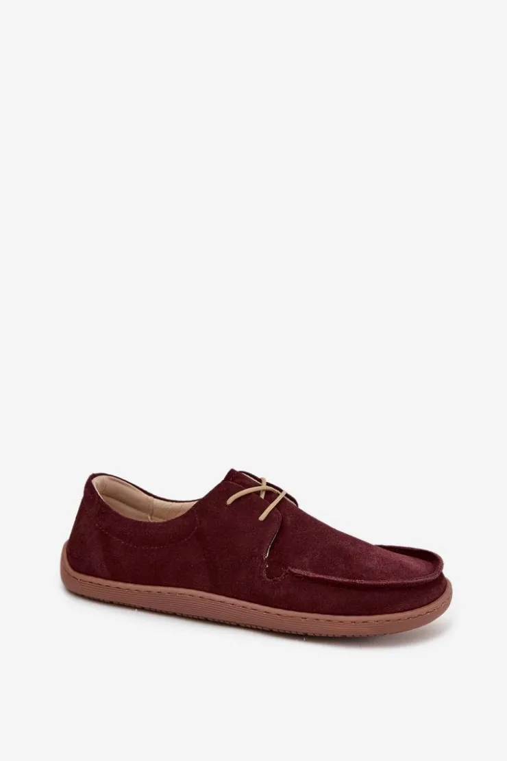 Damskie Zazoo Półbuty Damskie Typu Barefoot Z Naturalnego Zamszu 327 Bordowe
