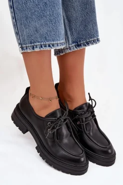 Boto Półbuty Skórzane*Półbuty Damskie Z Eko Skóry Czarne Adrelle