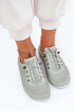 Clearance Artiker Półbuty Damskie Ze Skóry Naturalnej 54C0833 Jasnozielone Zielony