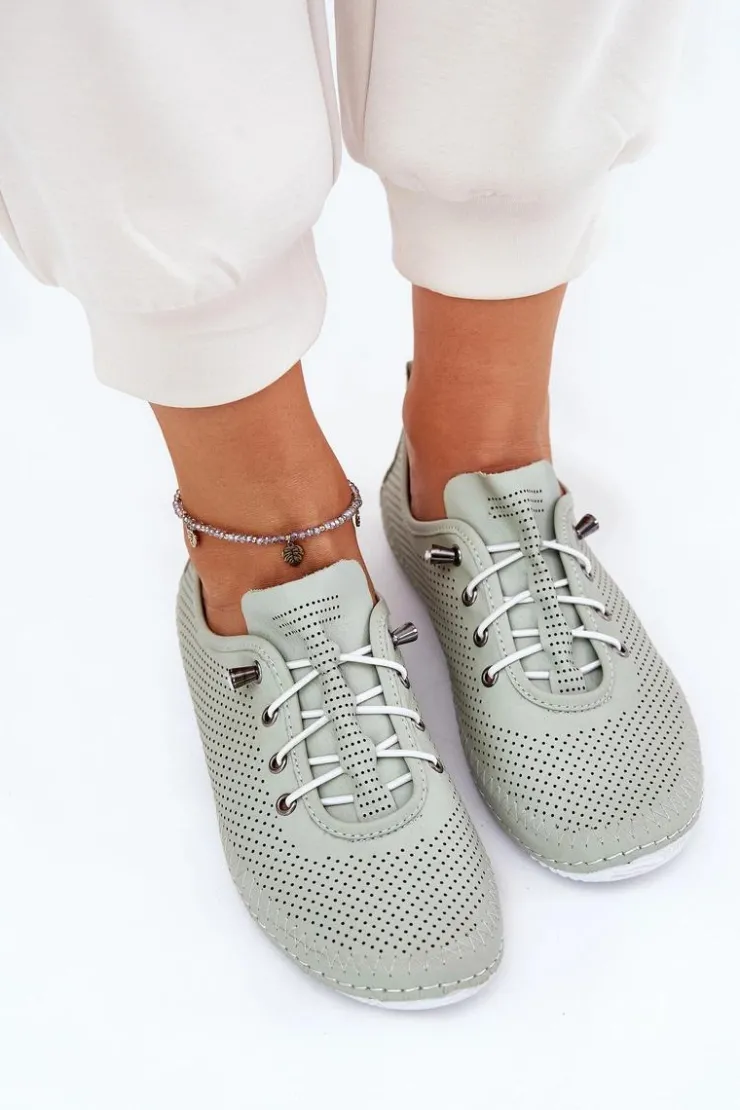 Clearance Artiker Półbuty Damskie Ze Skóry Naturalnej 54C0833 Jasnozielone Zielony