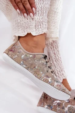 Artiker Półbuty Skórzane*Półbuty Damskie Ze Skóry Naturalnej Wzorzyste 56C2689 Beżowe Beżowy