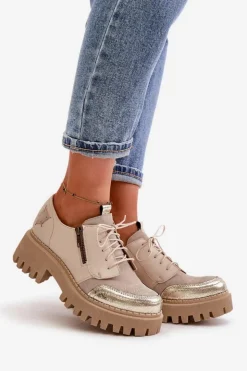 Damskie Maciejka Półbuty Damskie Ze Skóry Naturalnej Beżowe 06177-04