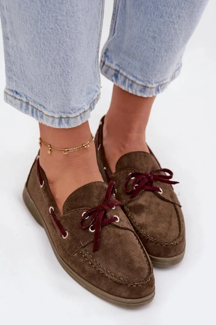 Clearance Boto Półbuty Mokasyny Damskie Z Wiązaniem Ciemnozielone Calivra Zielony