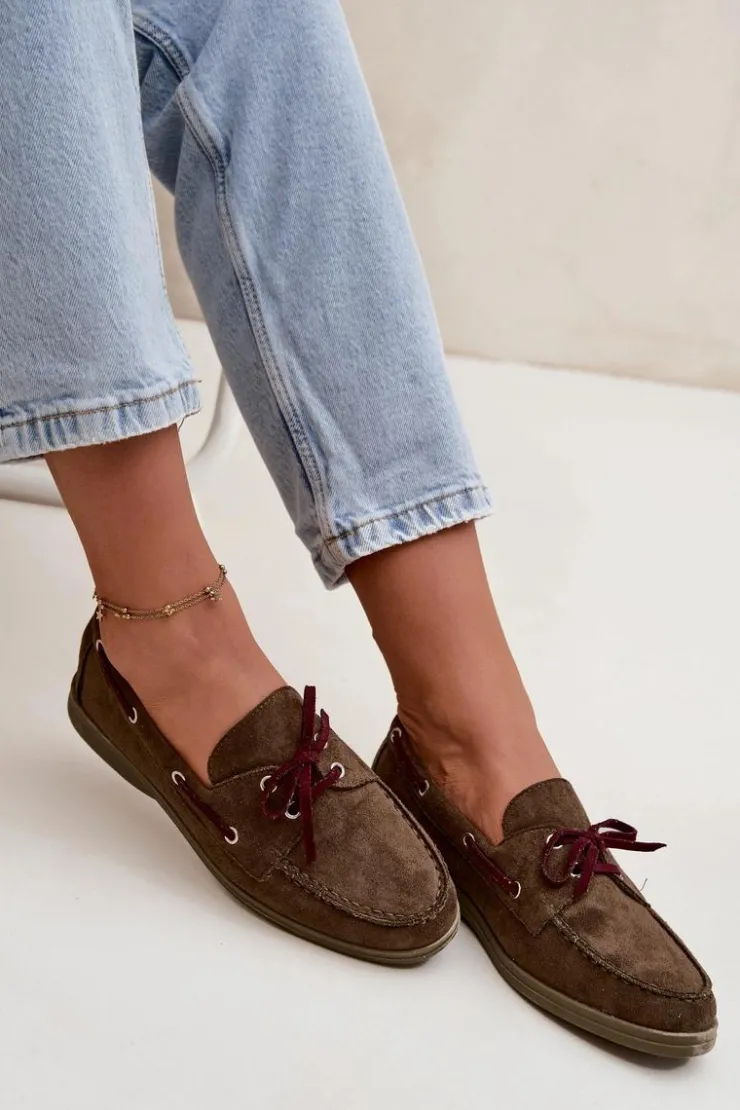 Clearance Boto Półbuty Mokasyny Damskie Z Wiązaniem Ciemnozielone Calivra Zielony