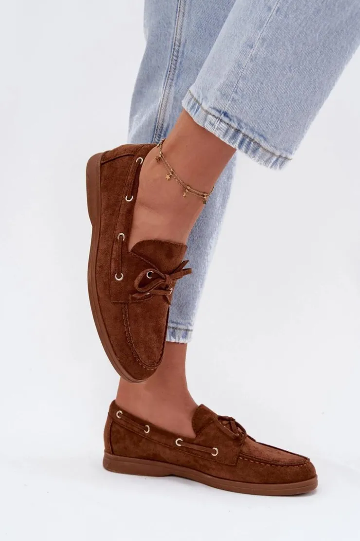 Damskie Boto Półbuty Mokasyny Damskie Z Wiązaniem Camel Calivra