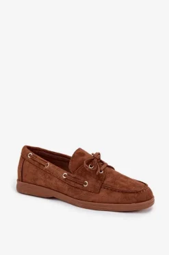 Damskie Boto Półbuty Mokasyny Damskie Z Wiązaniem Camel Calivra