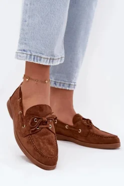 Damskie Boto Półbuty Mokasyny Damskie Z Wiązaniem Camel Calivra