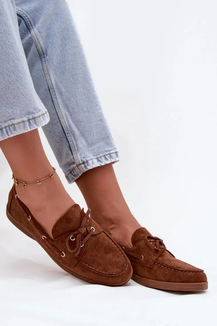 Damskie Boto Półbuty Mokasyny Damskie Z Wiązaniem Camel Calivra