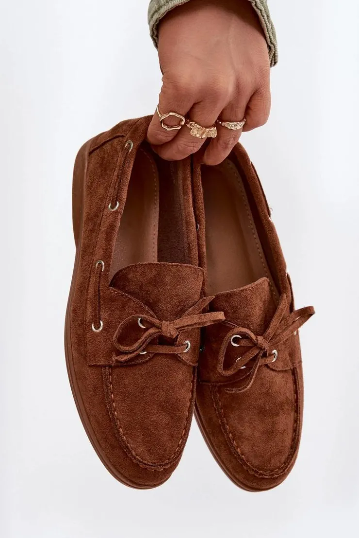 Damskie Boto Półbuty Mokasyny Damskie Z Wiązaniem Camel Calivra