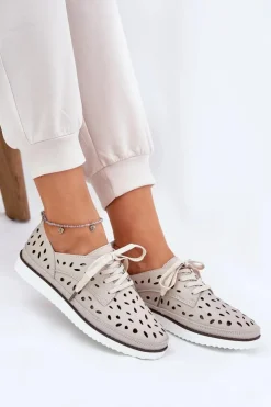 Damskie buty S.Barski Półbuty Skórzane*Półbuty Skórzane Damskie S.Barski LR51-610 Beżowe Beżowy