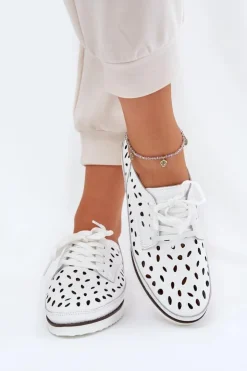 Damskie buty S.Barski Półbuty Skórzane*Półbuty Skórzane Damskie S.Barski LR51-610 Białe