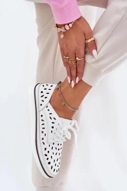 Damskie buty S.Barski Półbuty Skórzane*Półbuty Skórzane Damskie S.Barski LR51-610 Białe