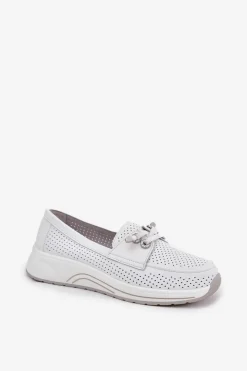 Damskie Artiker Półbuty Ze Skóry Naturalnej Na Platformie 56C2101 Białe