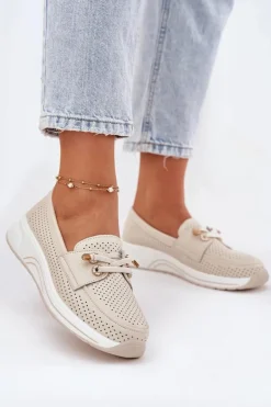 Artiker Buty Sportowe Na Platformie|Półbuty Skórzane*Półbuty Ze Skóry Naturalnej Na Platformie 56C2102 Beżowe