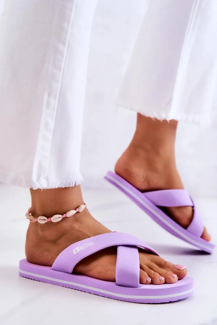 Damskie Big Star Shoes Piankowe Damskie Klapki Big Star JJ274A340 Fioletowe