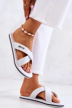 Sale Big Star Shoes Piankowe Damskie Klapki Big Star JJ274A339 Białe