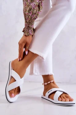 Sale Big Star Shoes Piankowe Damskie Klapki Big Star JJ274A339 Białe