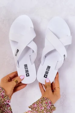 Sale Big Star Shoes Piankowe Damskie Klapki Big Star JJ274A339 Białe