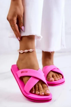 Online Big Star Shoes Piankowe Damskie Klapki Big Star JJ274A520 Różowe