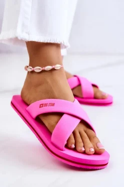 Online Big Star Shoes Piankowe Damskie Klapki Big Star JJ274A520 Różowe