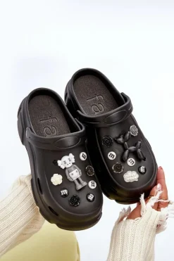 Boto Klapki Na Platformie|Klapki Damskie Klasyczne*Piankowe Damskie Lekkie Klapki Na Masywnej Podeszwie Czarne Matirra