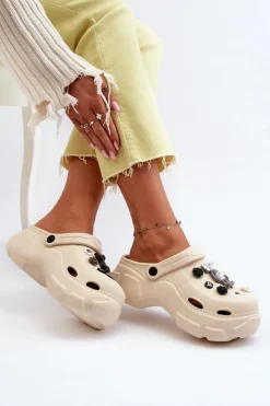 Damskie Boto Piankowe Damskie Lekkie Klapki Na Masywnej Podeszwie Beżowe Matirra