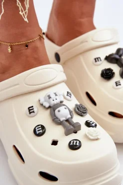 Clearance Boto Piankowe Damskie Lekkie Klapki Na Masywnej Podeszwie Białe Matirra