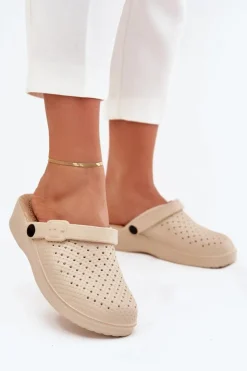 Evento Klapki Basenowe|Klapki Na Platformie*Piankowe Klapki Chodaki Damskie Beżowe Faylina Beżowy