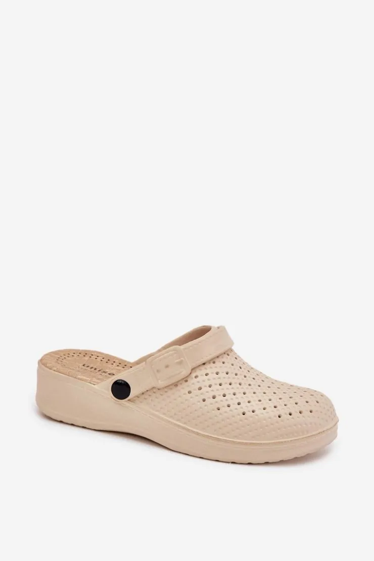 Evento Klapki Basenowe|Klapki Na Platformie*Piankowe Klapki Chodaki Damskie Beżowe Faylina Beżowy