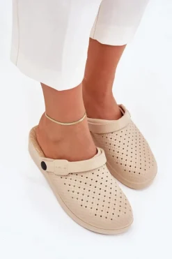 Evento Klapki Basenowe|Klapki Na Platformie*Piankowe Klapki Chodaki Damskie Beżowe Faylina Beżowy