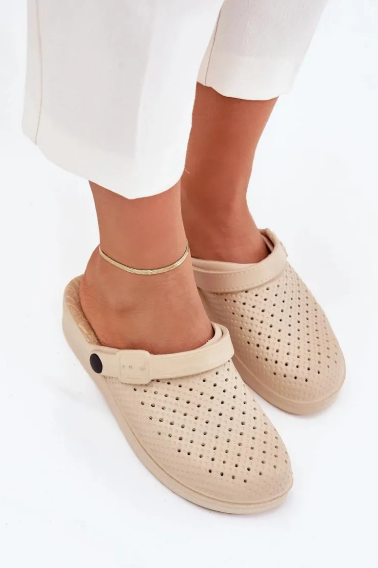 Evento Klapki Basenowe|Klapki Na Platformie*Piankowe Klapki Chodaki Damskie Beżowe Faylina Beżowy