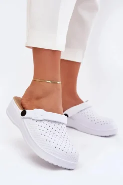 Damskie Evento Piankowe Klapki Chodaki Damskie Białe Faylina