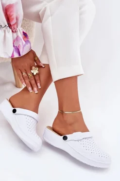 Damskie Evento Piankowe Klapki Chodaki Damskie Białe Faylina