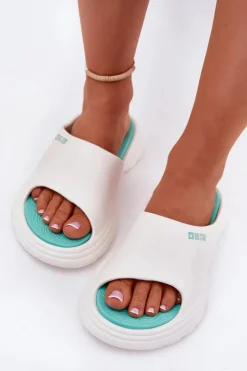 Damskie Big Star Shoes Piankowe Klapki Damskie Big Star RR274A586 Białe